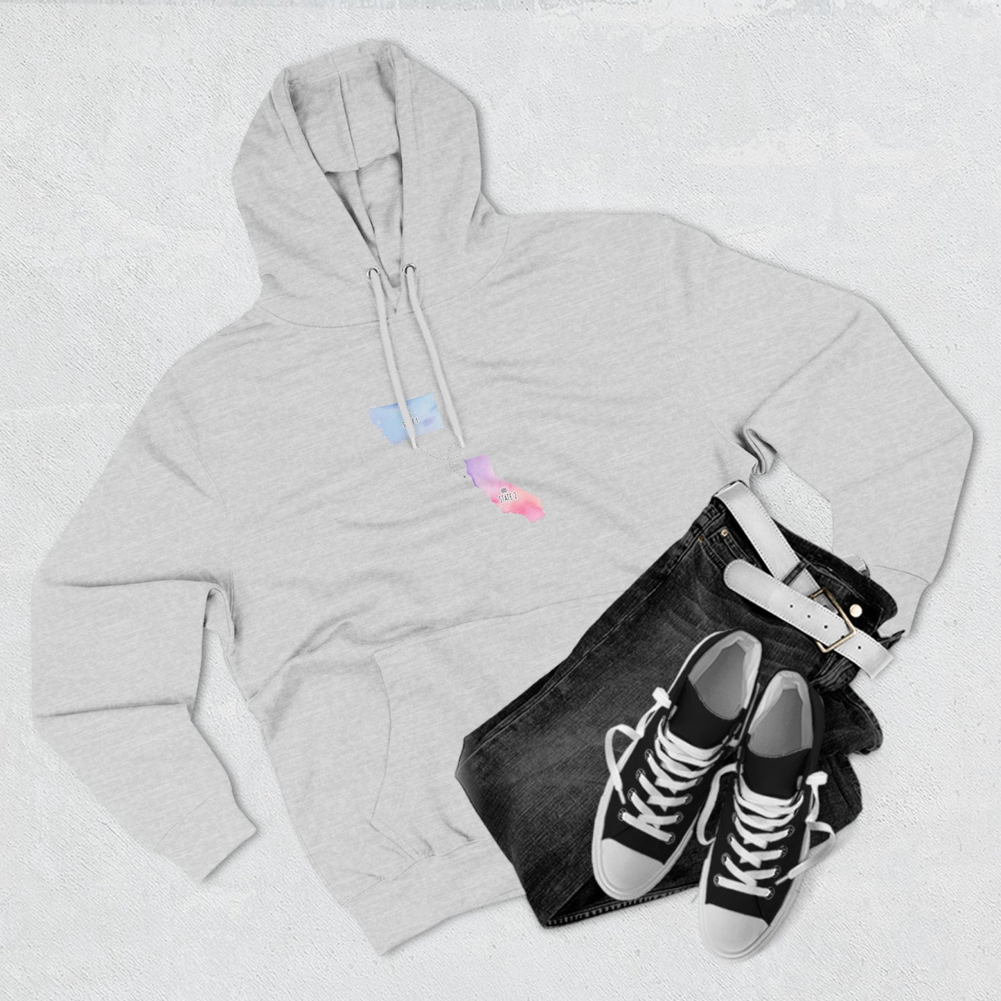 4. I Wish You Lived Next Door - Three-Panel Fleece Hoodie (Grey + White)