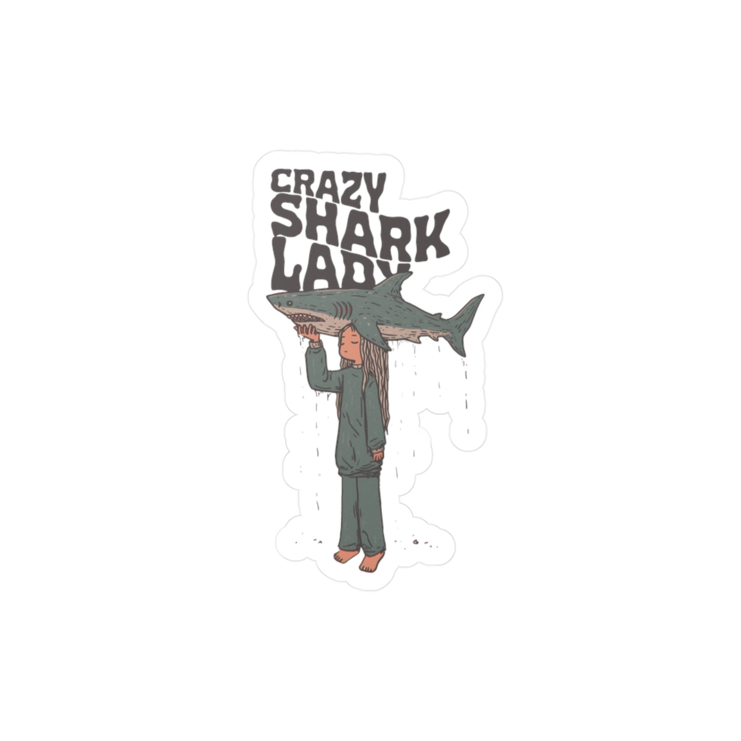 Crazy Shark Lady Sticker