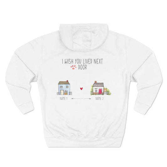 1. I Wish You Lived Next Door - Three-Panel Fleece Hoodie (Grey + White)