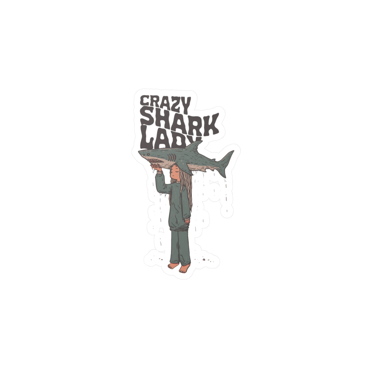 Crazy Shark Lady Sticker