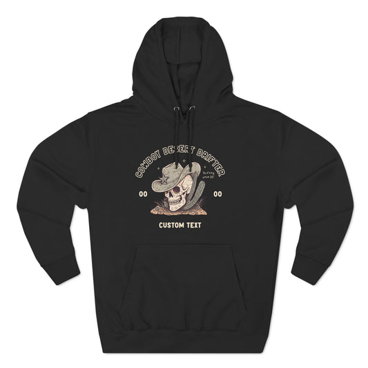 Cowboy Desert Drifter - Three-Panel Fleece Hoodie (Black)