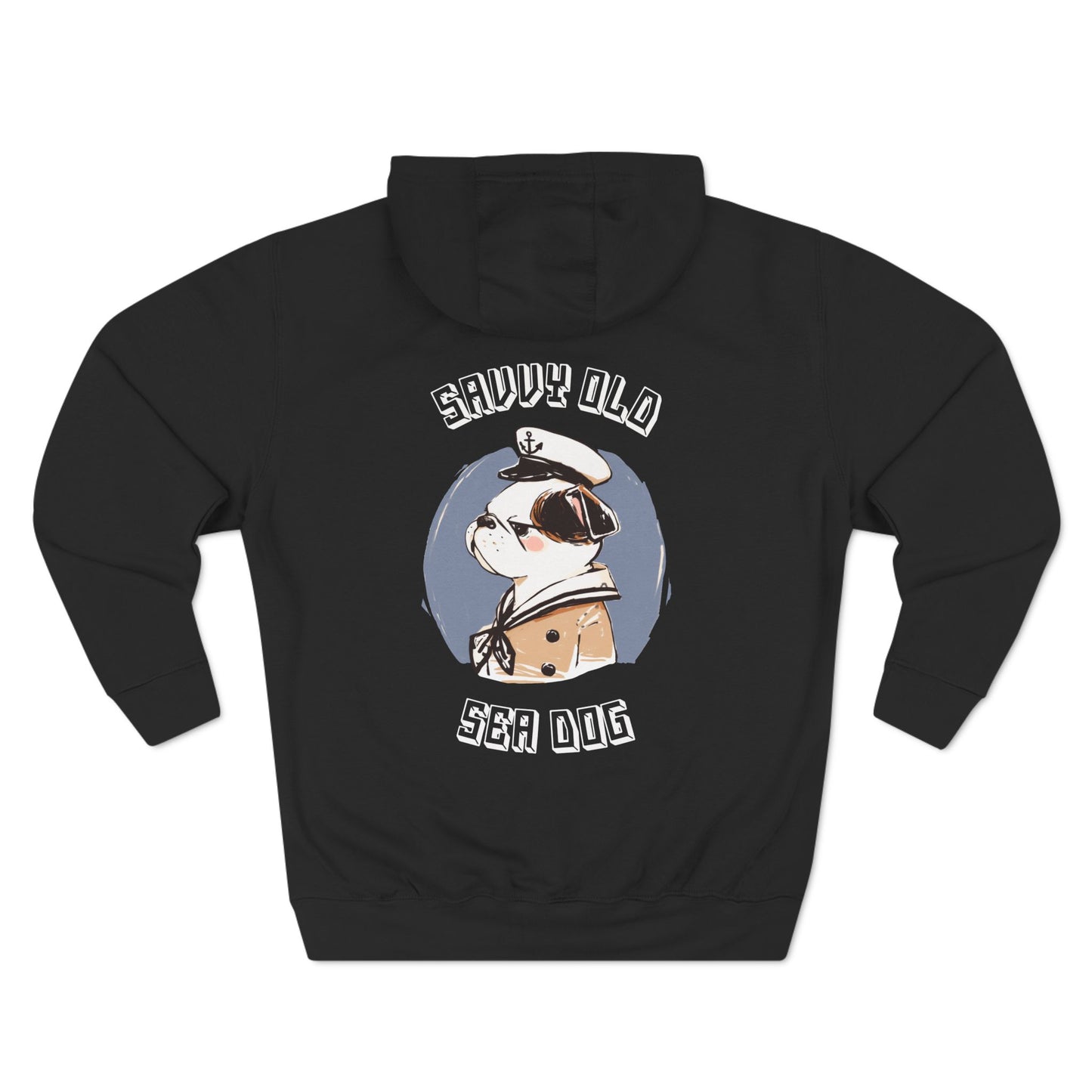 Savvy Old Sea Dog - Three-Panel Fleece Hoodie (Black)