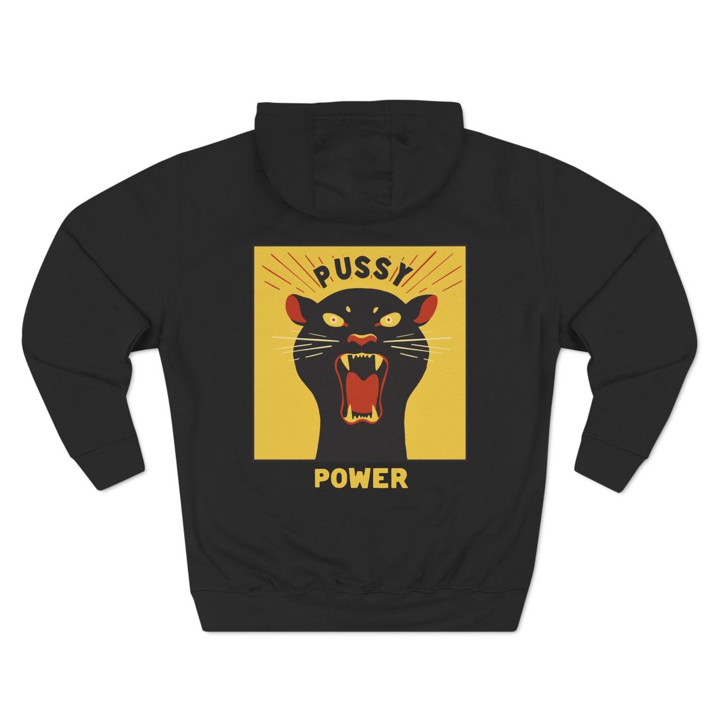 Pussy Power - Three-Panel Fleece Hoodie (Black)