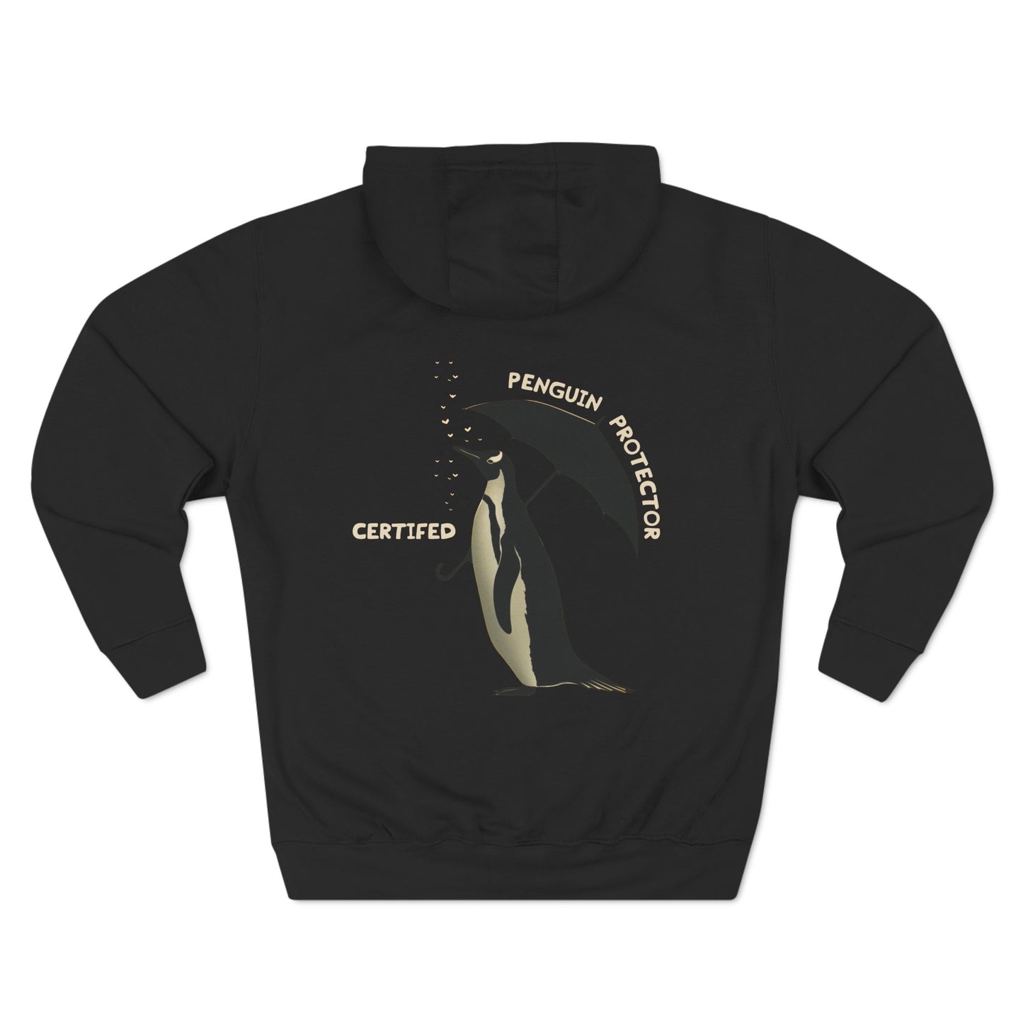 Certified Penguin Protector - Three-Panel Fleece Hoodie (Black)